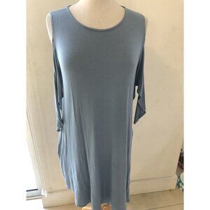 Sweet Pea Women's Size Large Gray tunic cold shouder 3/4 Sleeve Dress pockets.